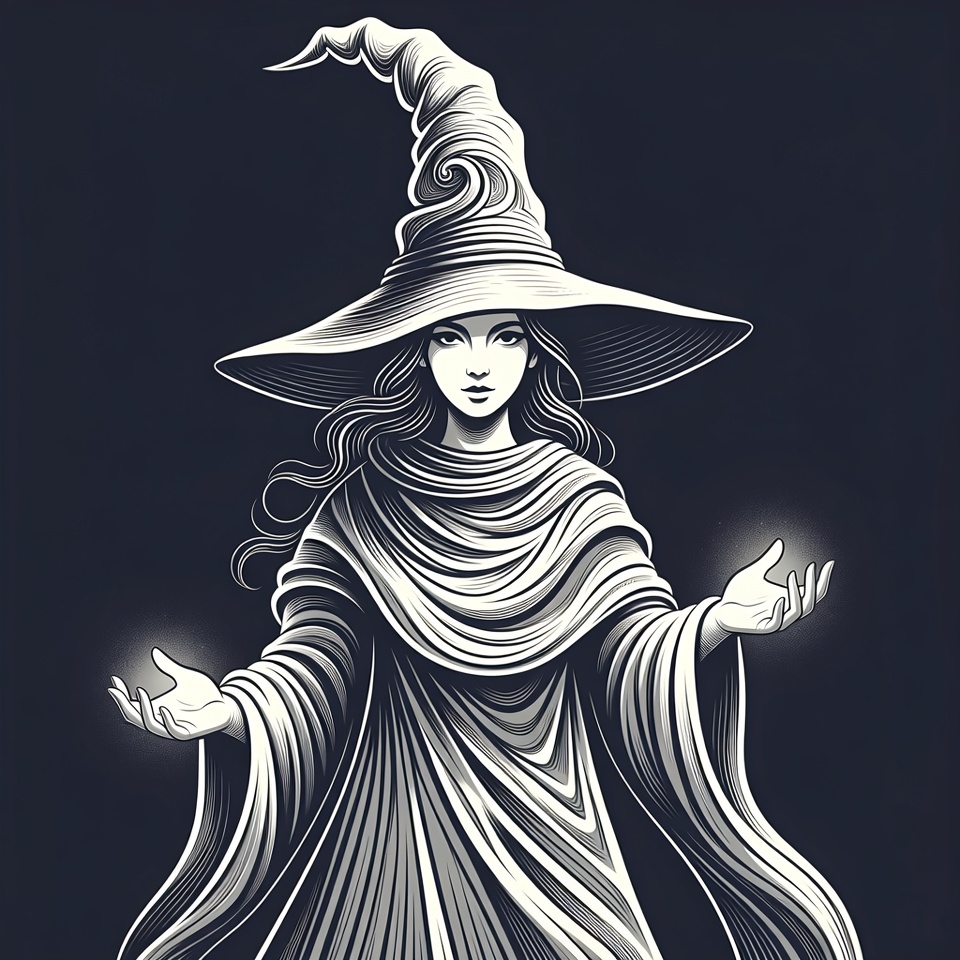 Witch casting spell with outstretched hands Witch casting spell with outstretched hands