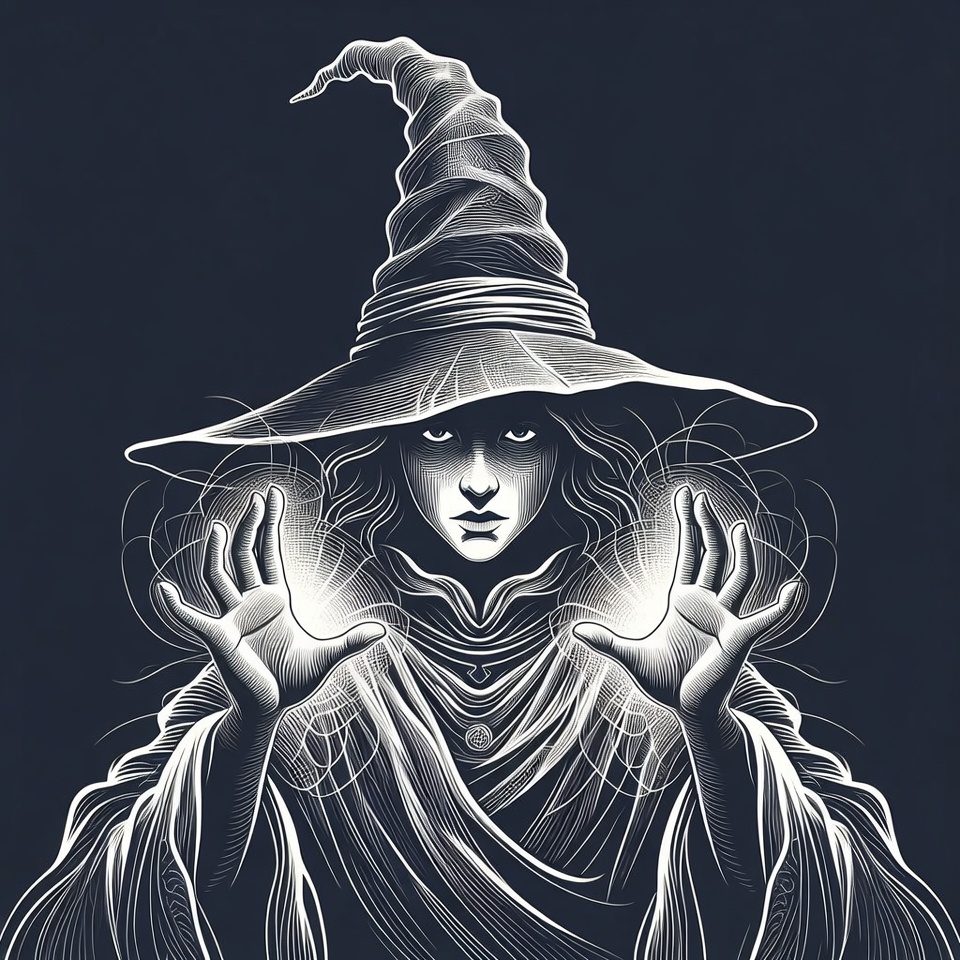 Woman Witch Casting Magic Spell Woman Witch Casting Magic Spell