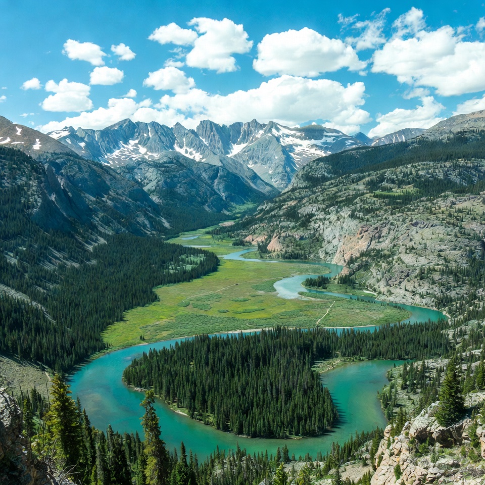 Turquoise River Winding Through Mountains Turquoise River Winding Through Mountains