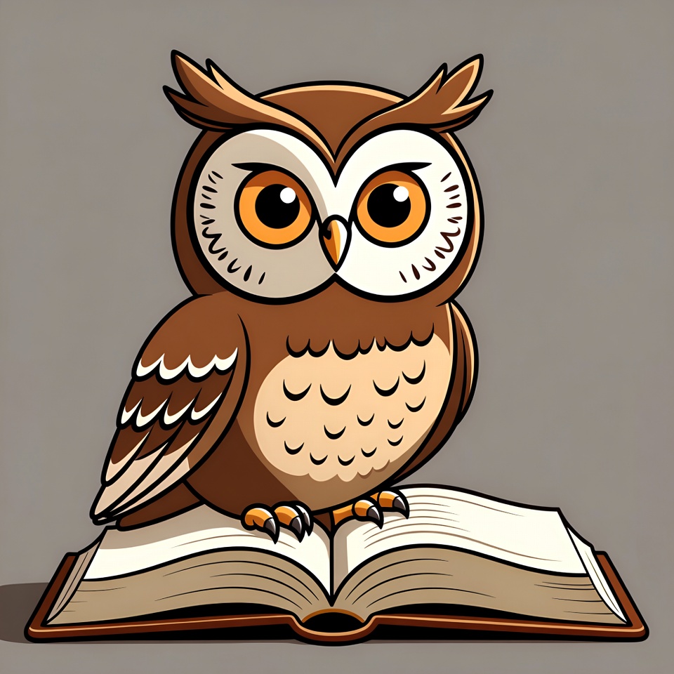 Cartoon Owl Reading Book Cartoon Owl Reading Book
