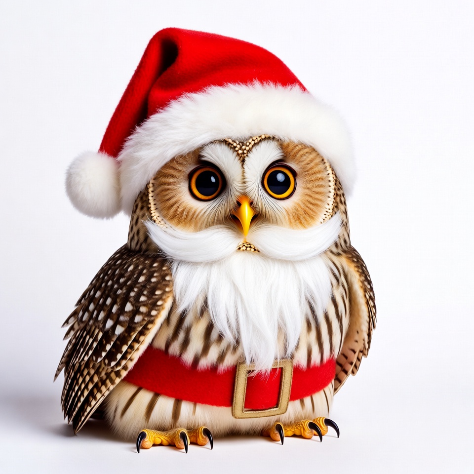 Owl Wearing Santa Hat Owl Wearing Santa Hat