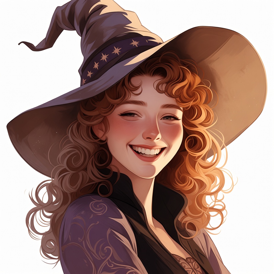 Smiling Witch with Curly Red Hair Smiling Witch with Curly Red Hair