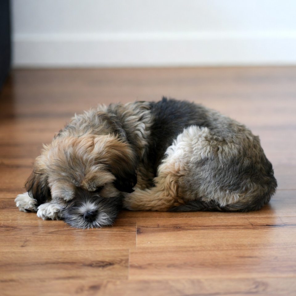 Fluffy Shih Tzu puppy sleeping Fluffy Shih Tzu puppy sleeping