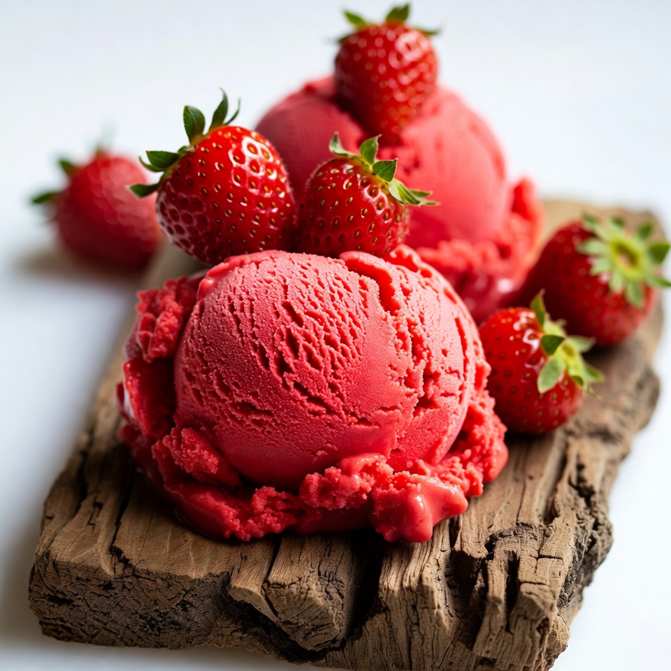 Strawberry Ice Cream with Fresh Berries Strawberry Ice Cream with Fresh Berries
