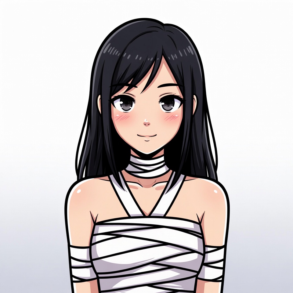 Anime girl in white bandages Anime girl in white bandages