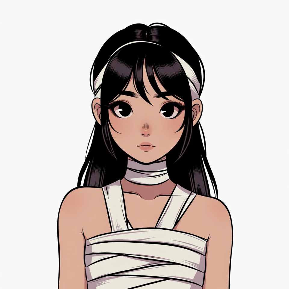 Anime girl in white bandages Anime girl in white bandages