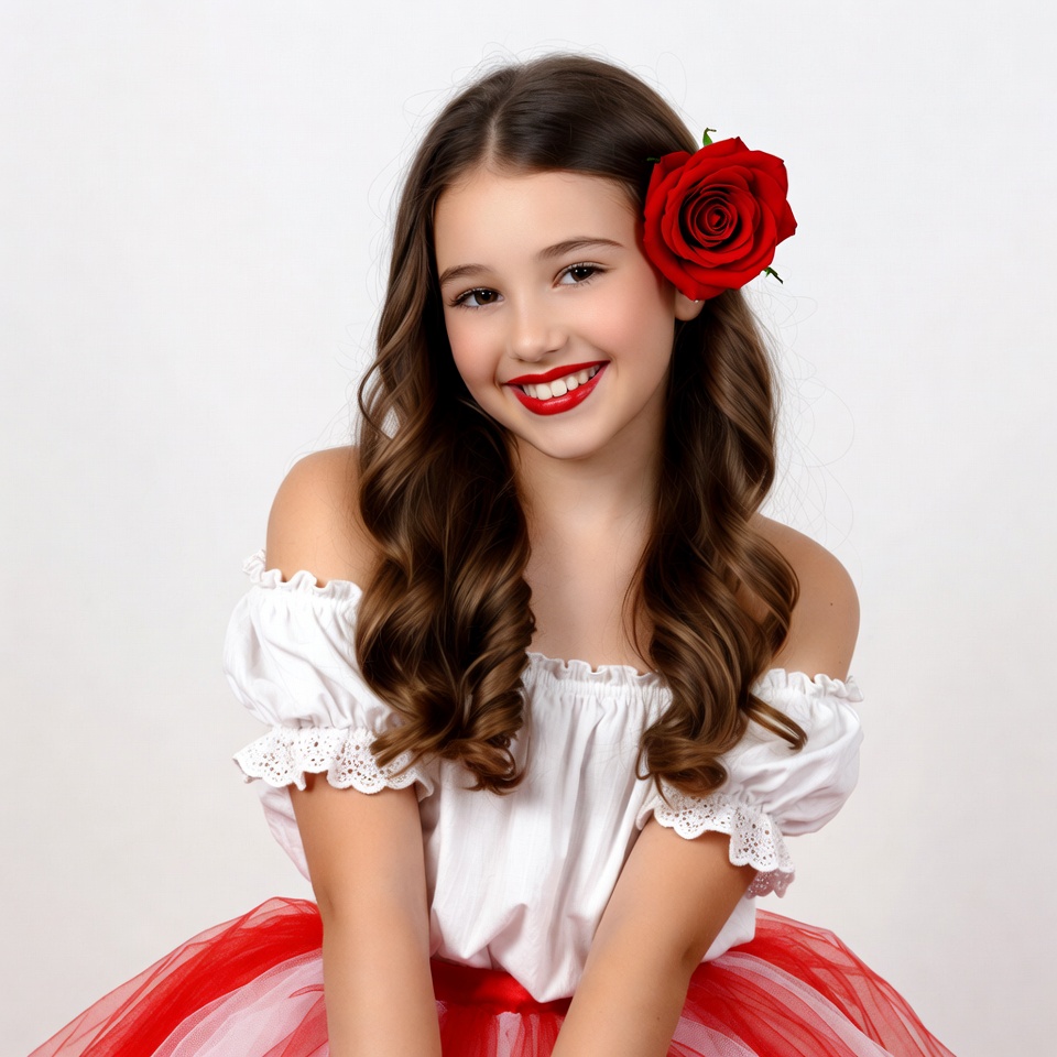 Girl with red rose in hair Girl with red rose in hair