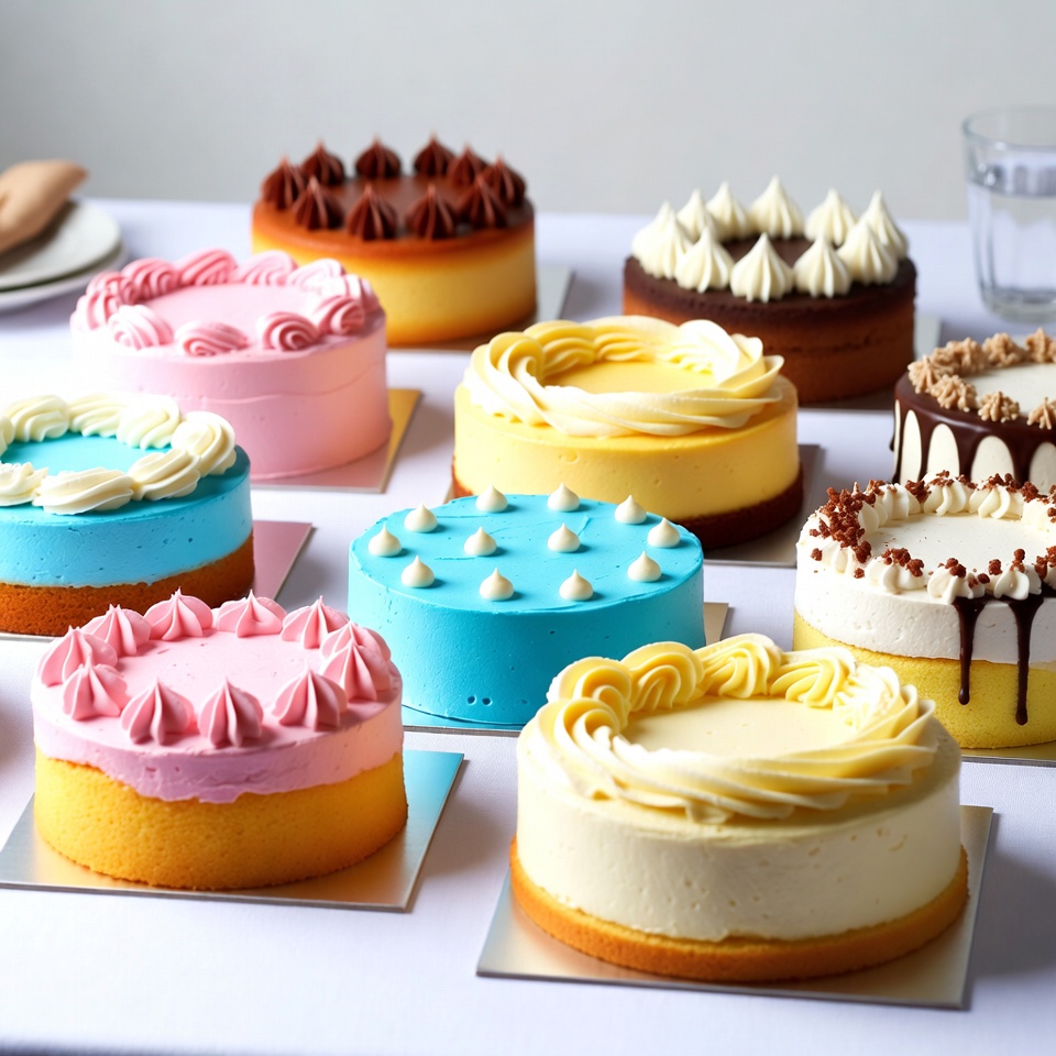 Colorful Assortment of Frosted Cakes