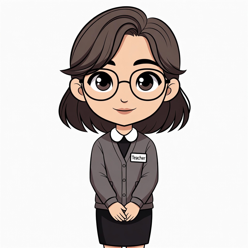Cartoon Asian teacher woman Cartoon Asian teacher woman