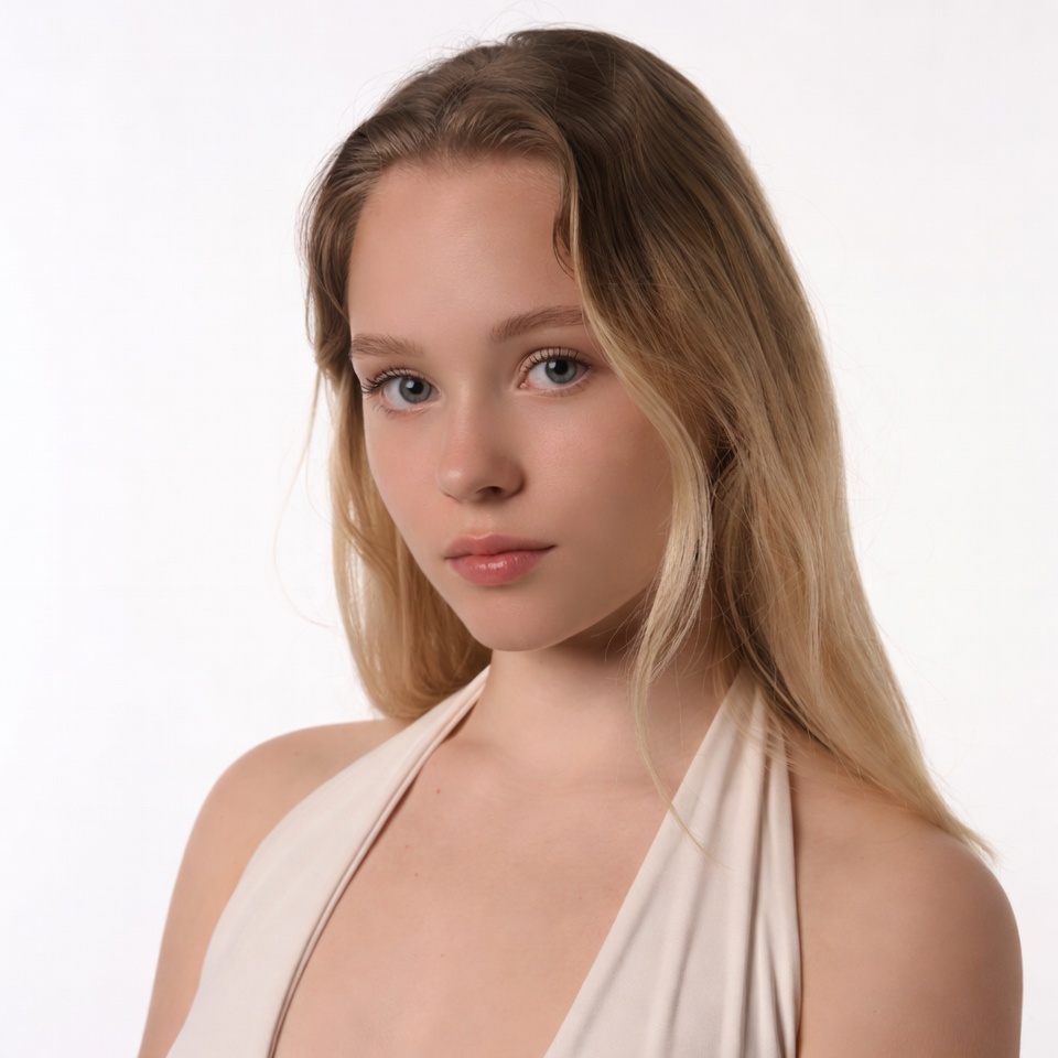 Young woman in white halter top Young woman in white halter top