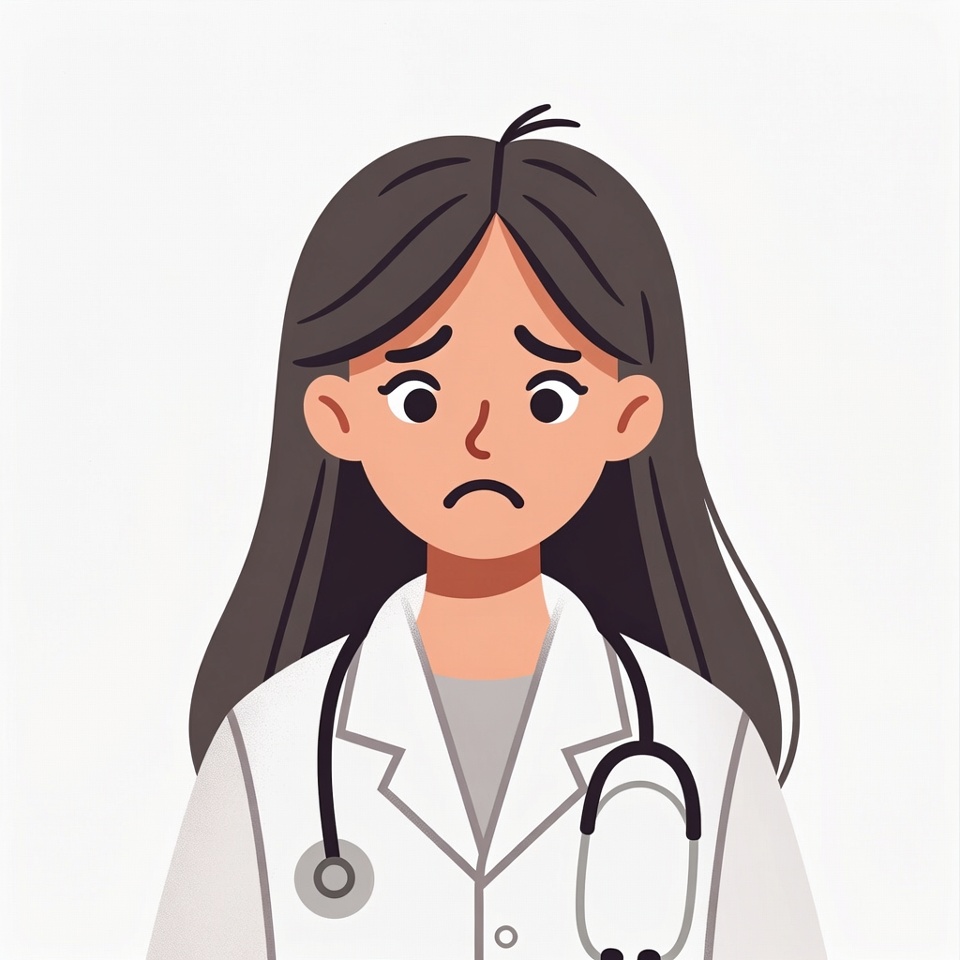 Sad female doctor illustration Sad female doctor illustration
