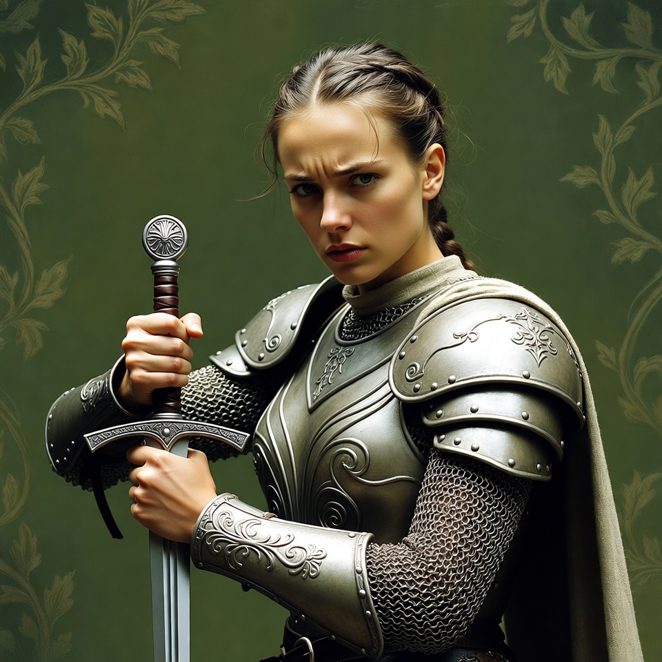 Female warrior holding sword Female warrior holding sword