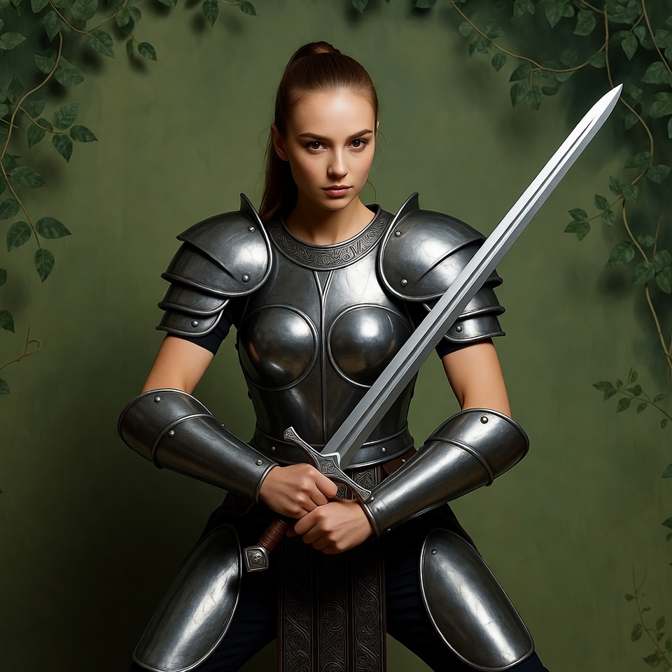 Woman warrior holding sword Woman warrior holding sword