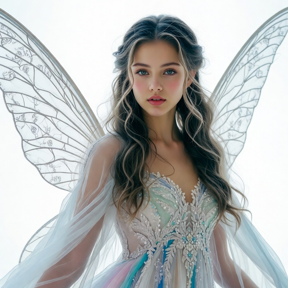 Woman with iridescent fairy wings Woman with iridescent fairy wings