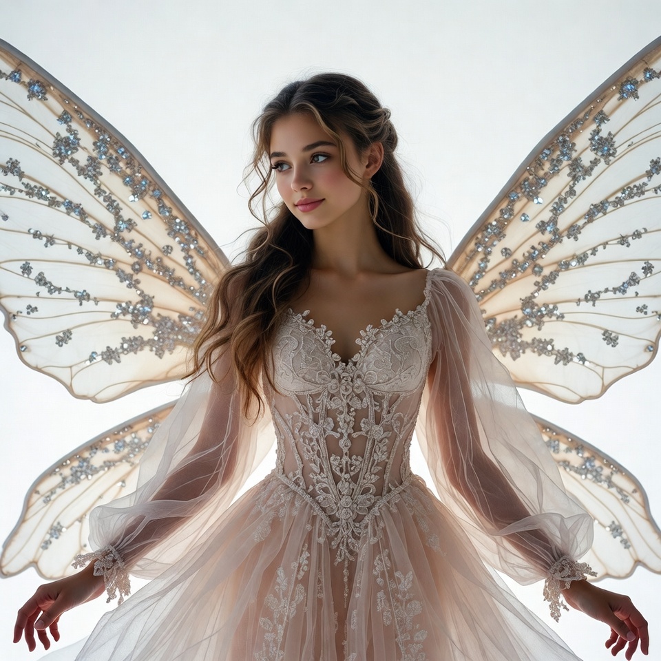 Woman in fairy wings dress Woman in fairy wings dress