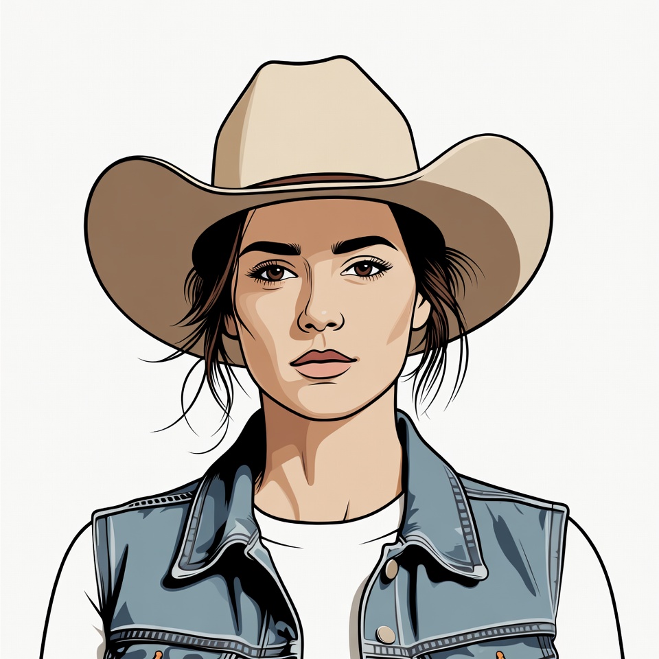 Cowgirl wearing cowboy hat Cowgirl wearing cowboy hat