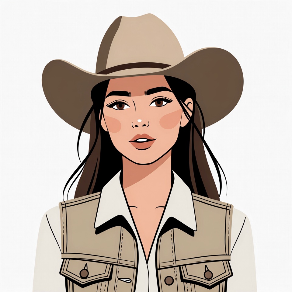 Asian woman wearing cowboy hat Asian woman wearing cowboy hat