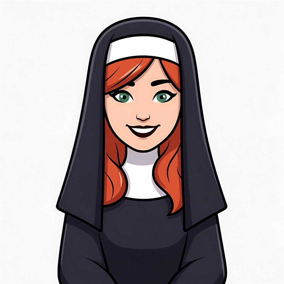 Cartoon nun with red hair Cartoon nun with red hair