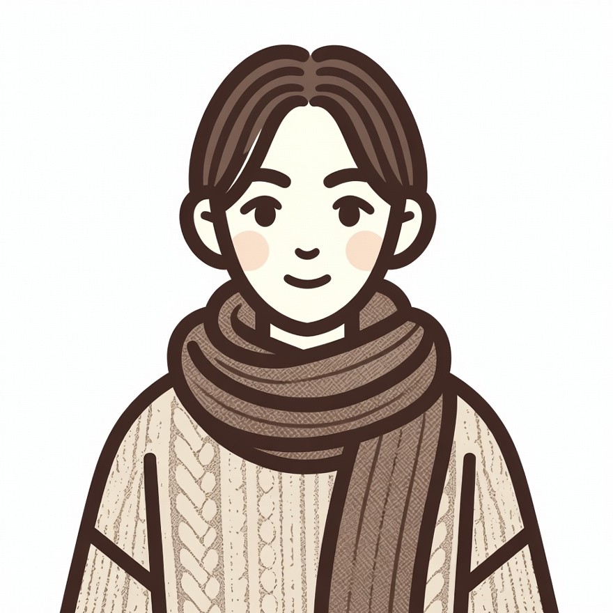 Woman in sweater and scarf Woman in sweater and scarf
