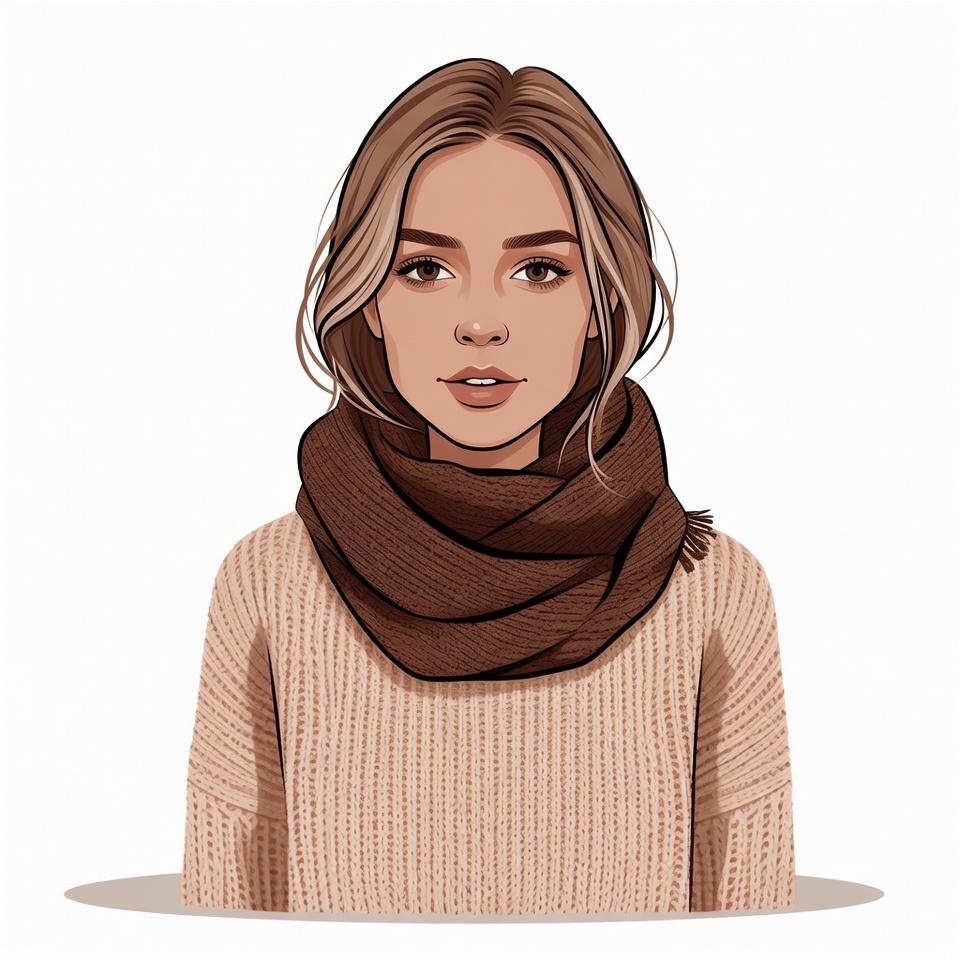 Woman wearing brown scarf Woman wearing brown scarf