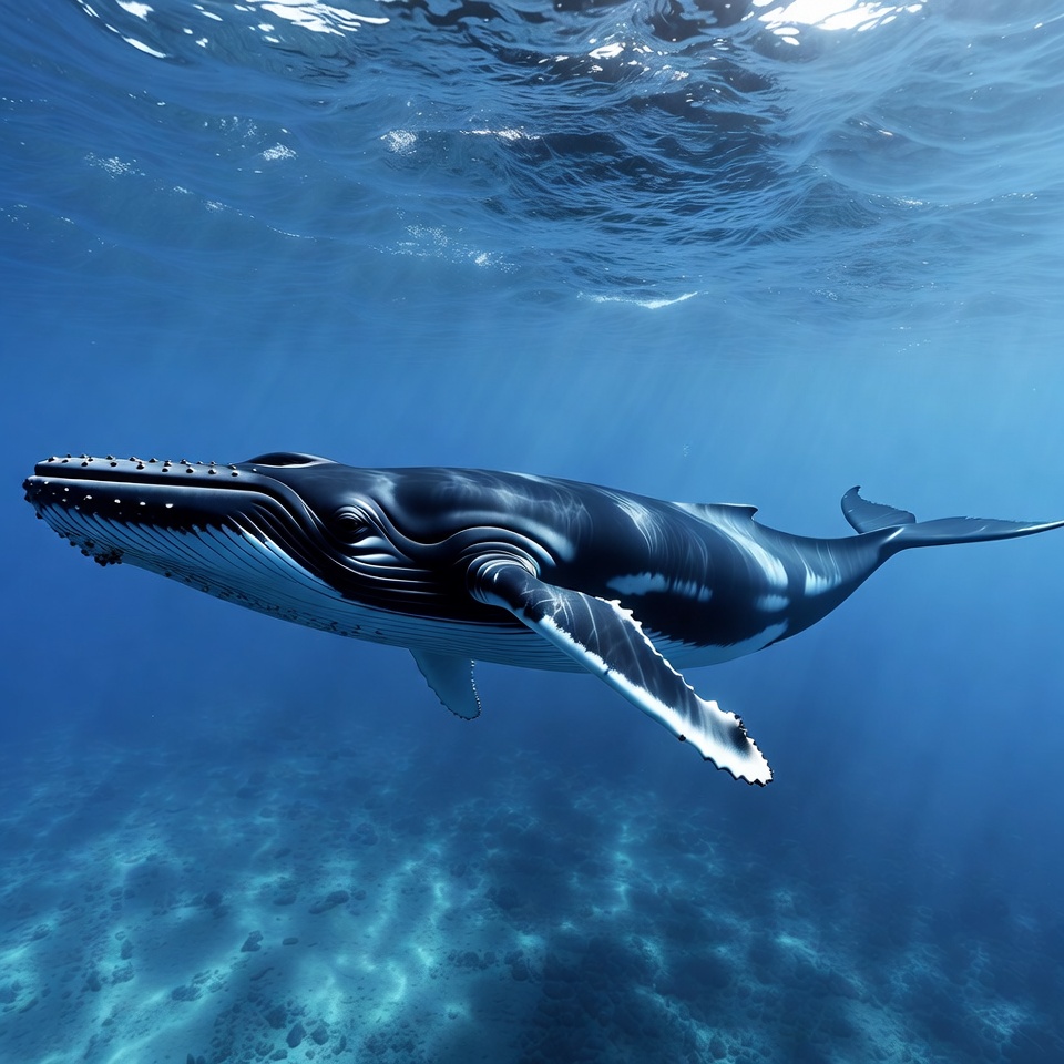 Humpback Whale Swimming Underwater Humpback Whale Swimming Underwater