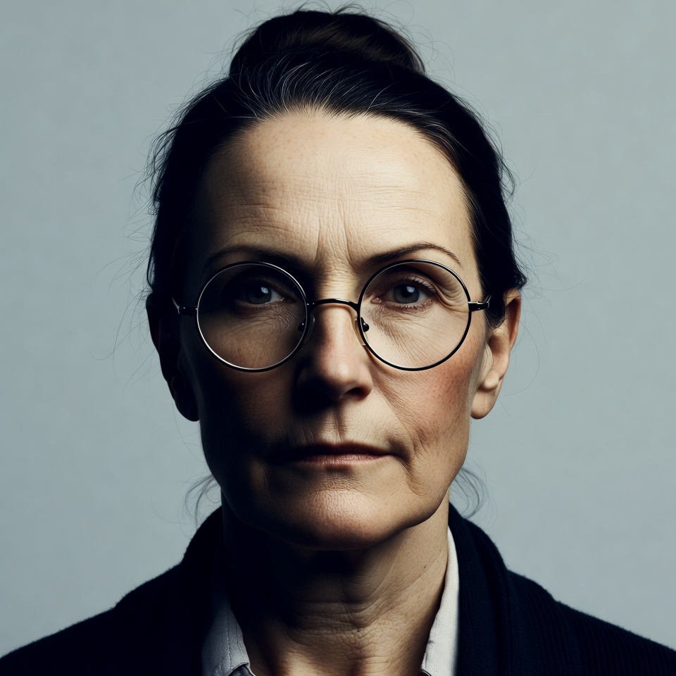 Mature woman wearing round glasses Mature woman wearing round glasses