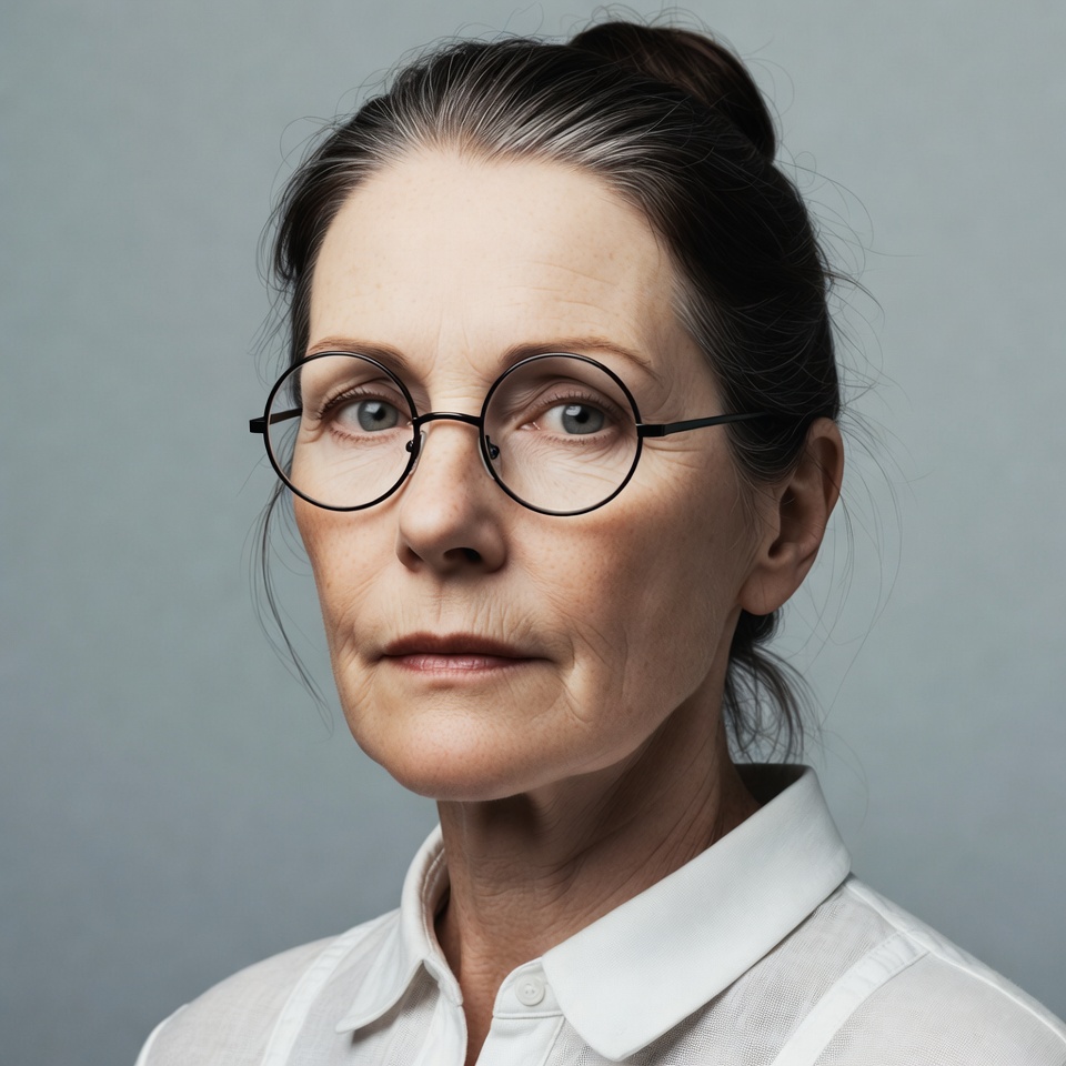 Mature woman wearing round glasses Mature woman wearing round glasses