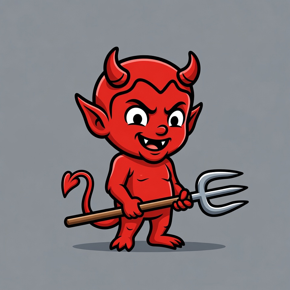 Cartoon baby devil holding pitchfork Cartoon baby devil holding pitchfork