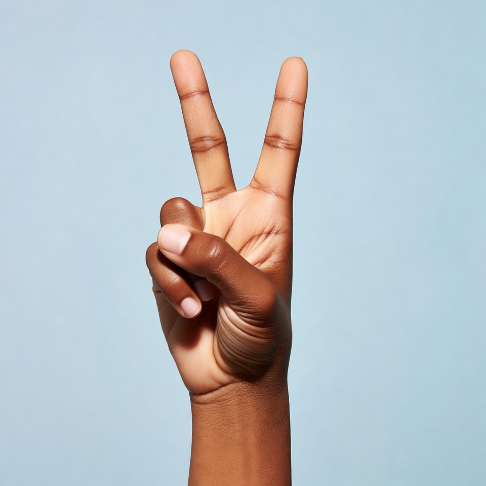 African-American hand making peace sign African-American hand making peace sign