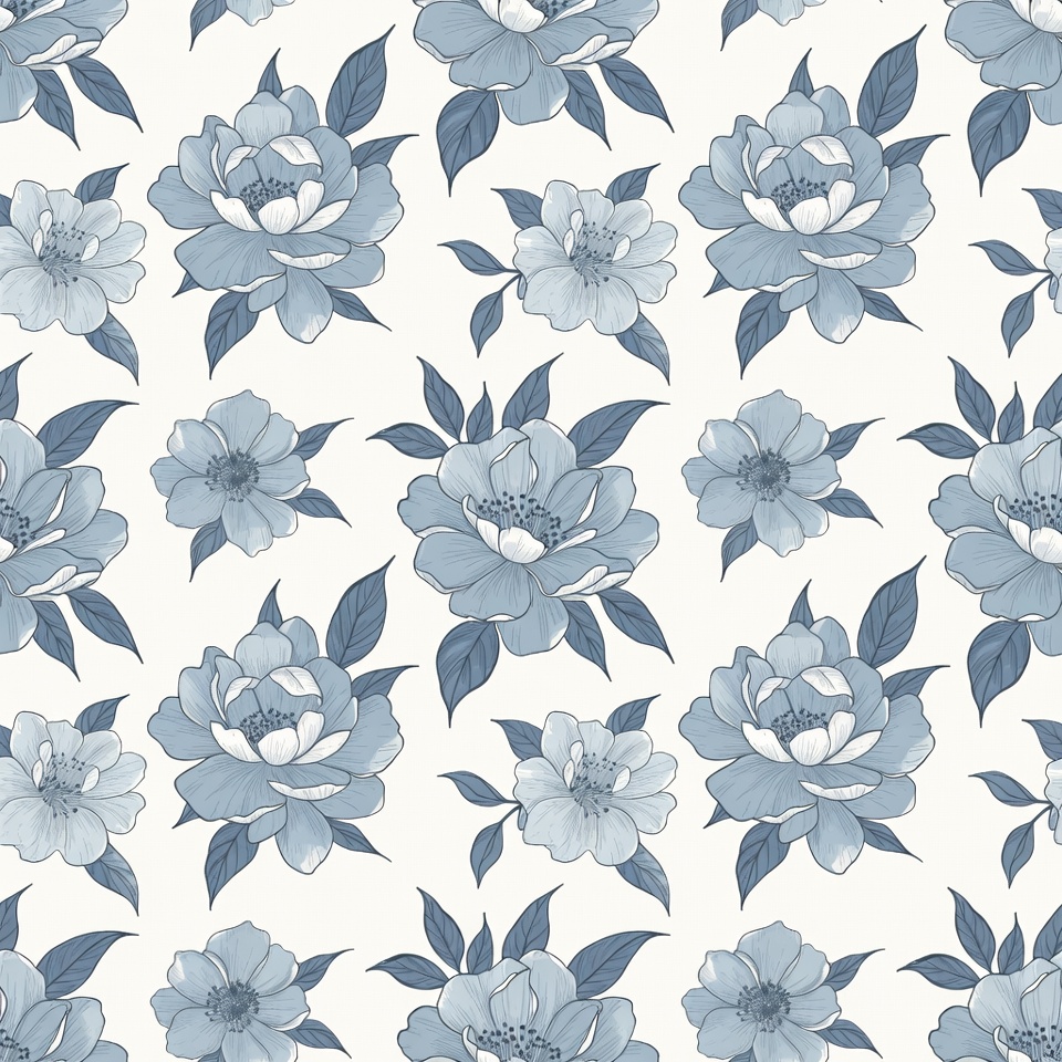 Blue Peony Flowers Seamless Pattern Blue Peony Flowers Seamless Pattern