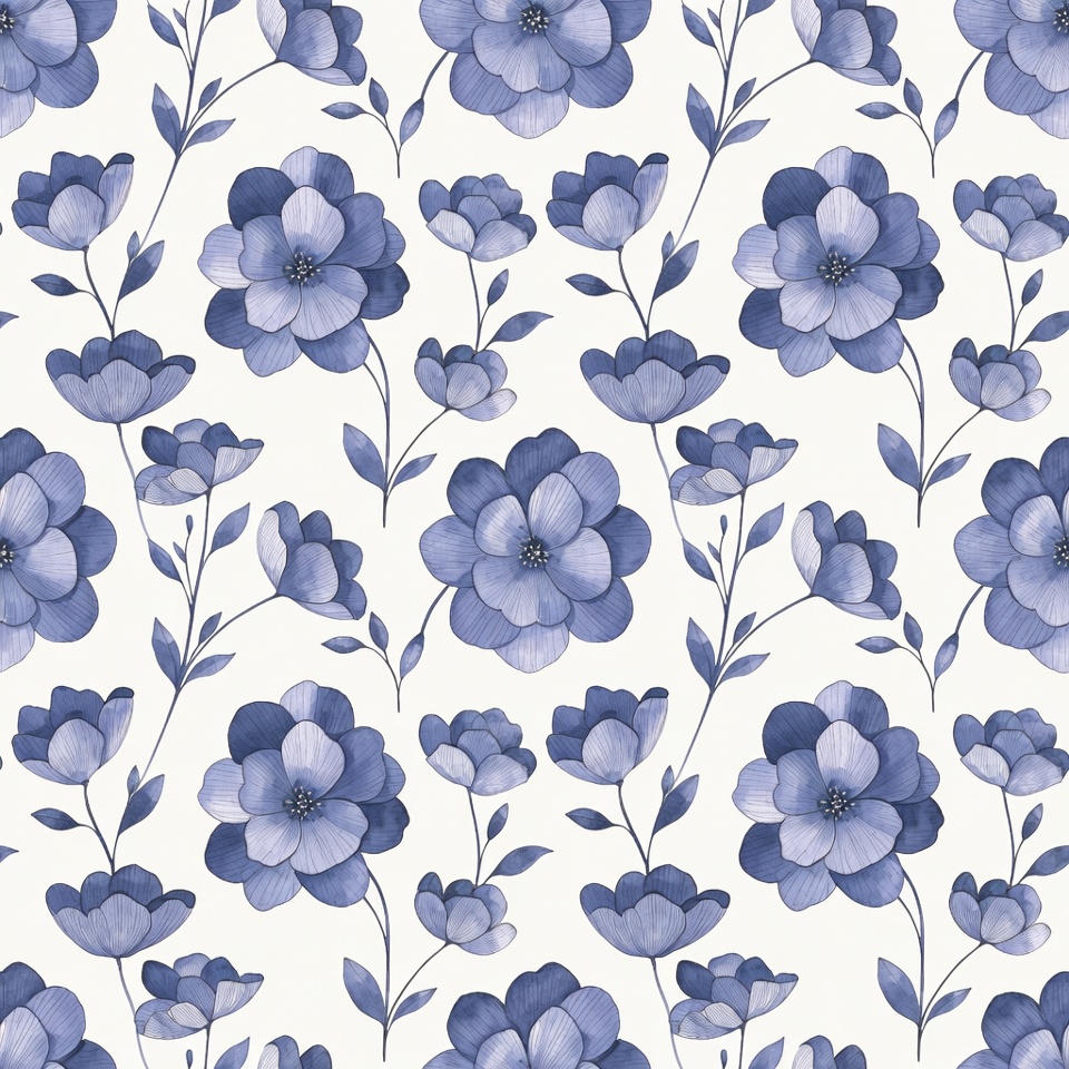 Blue Hydrangea Flowers Pattern Blue Hydrangea Flowers Pattern