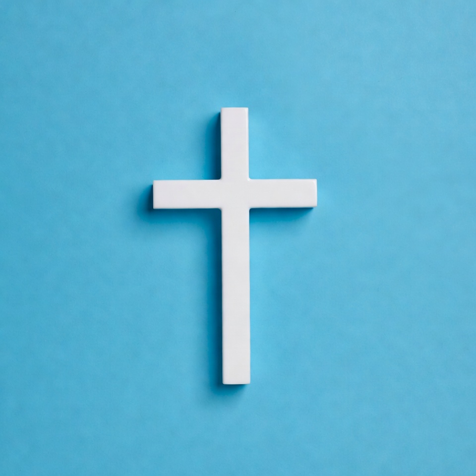 White Cross on Blue Background White Cross on Blue Background
