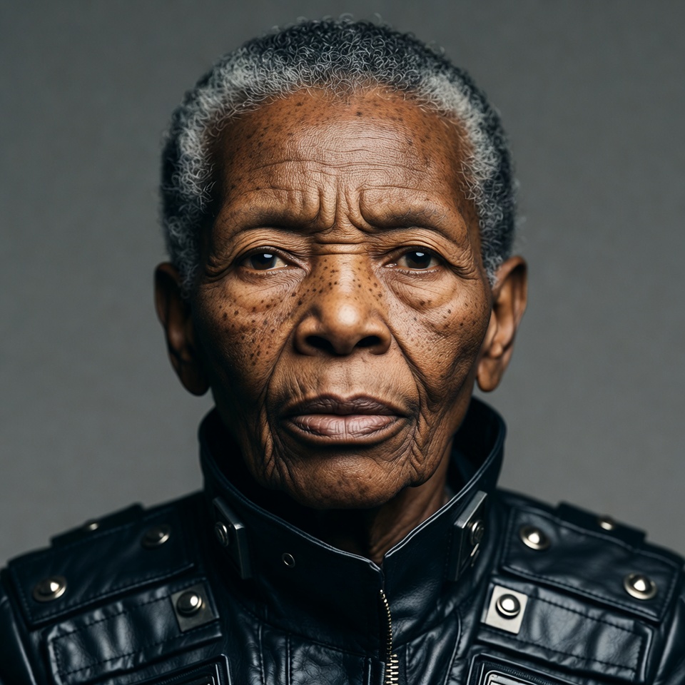Elderly African-American man in leather jacket Elderly African-American man in leather jacket