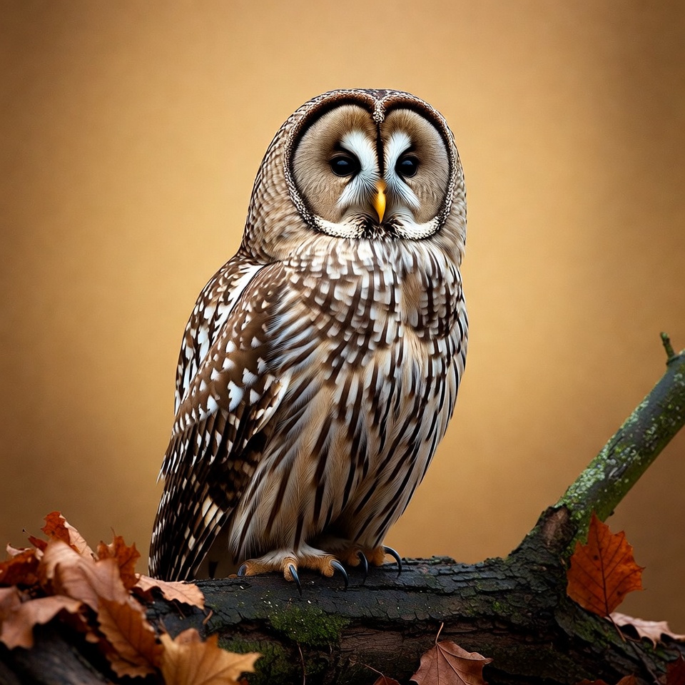 Barred Owl on Autumn Branch Barred Owl on Autumn Branch