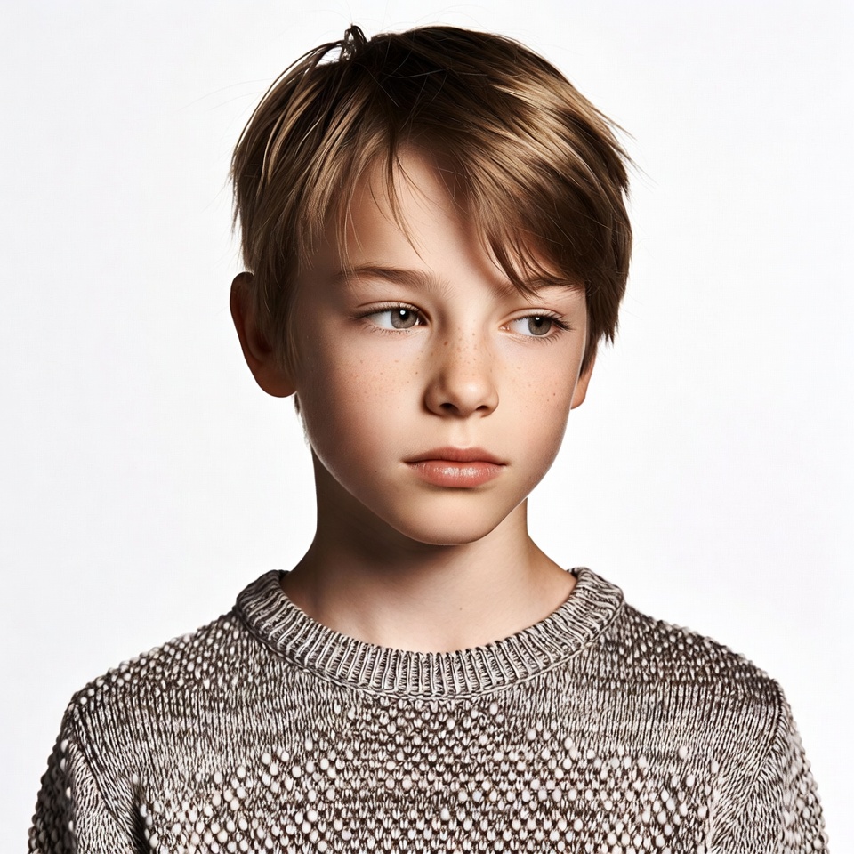 Young boy in knit sweater Young boy in knit sweater