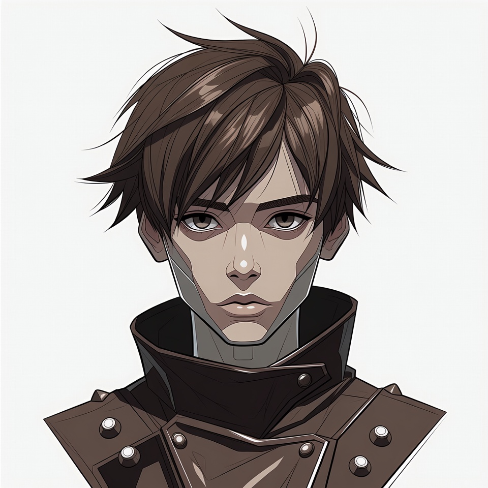 Anime boy in brown cyberpunk jacket Anime boy in brown cyberpunk jacket