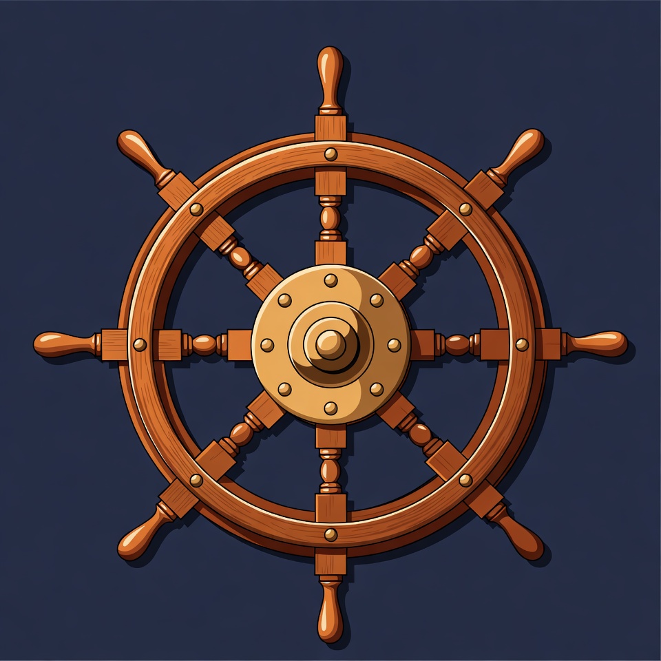 Wooden Ship Steering Wheel Illustration Wooden Ship Steering Wheel Illustration