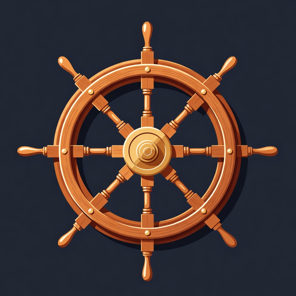 Wooden Ship Steering Wheel Illustration Wooden Ship Steering Wheel Illustration