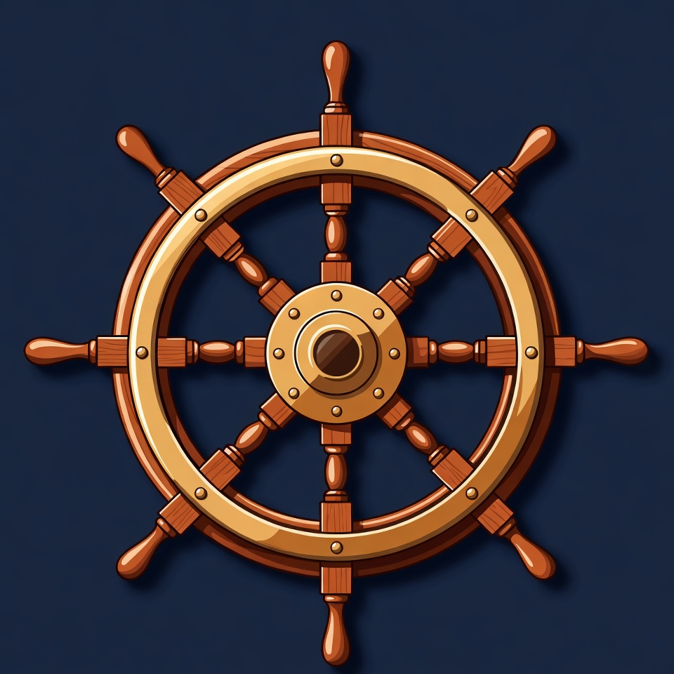 Wooden Ship Steering Wheel Illustration Wooden Ship Steering Wheel Illustration