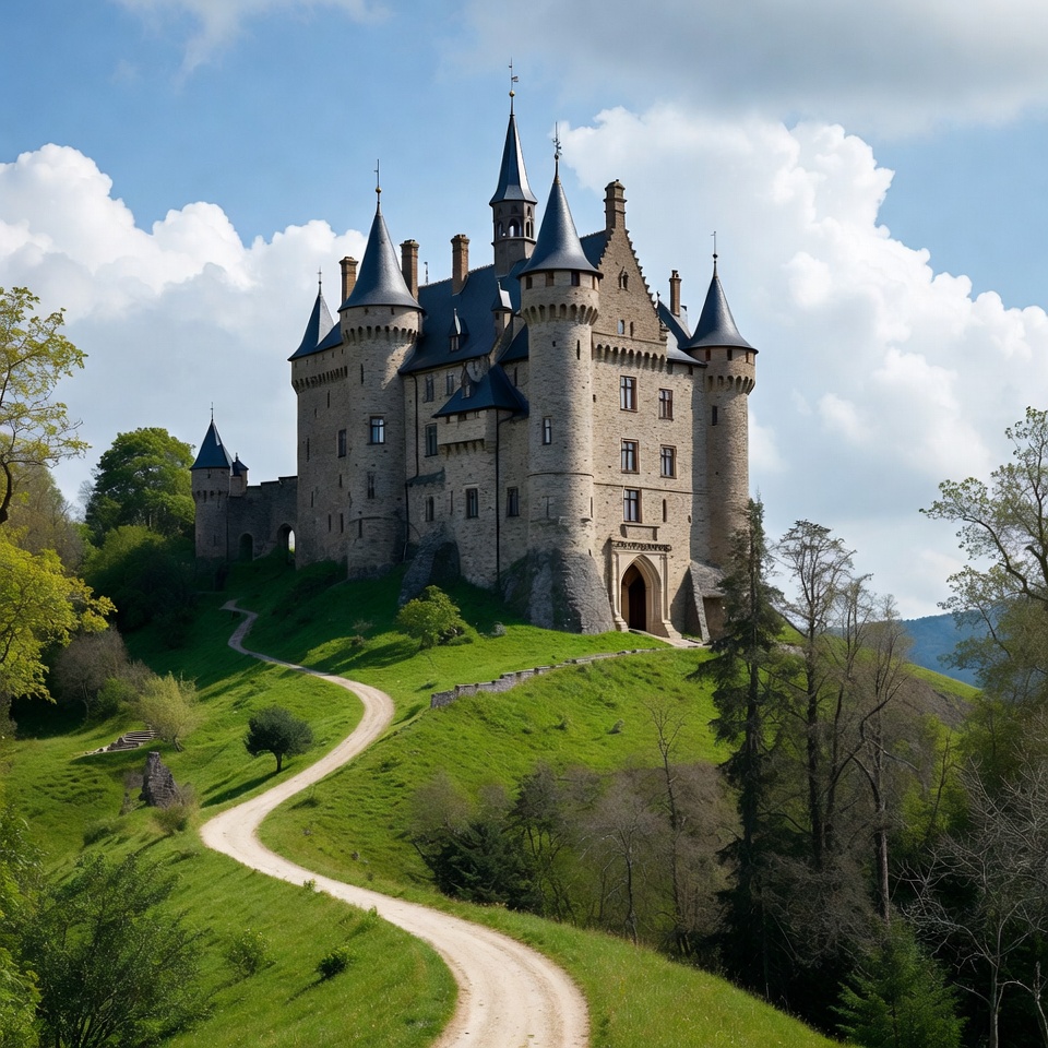 Medieval Castle on Green Hill Medieval Castle on Green Hill