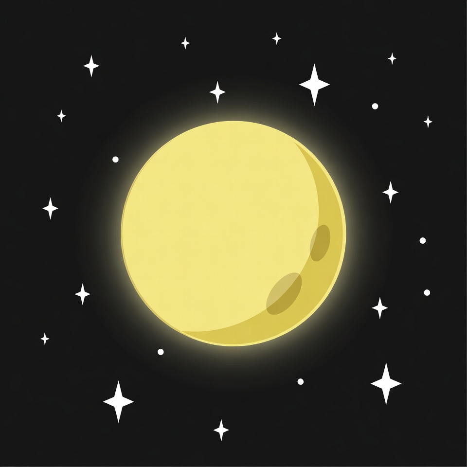 Yellow Moon and Stars Illustration Yellow Moon and Stars Illustration