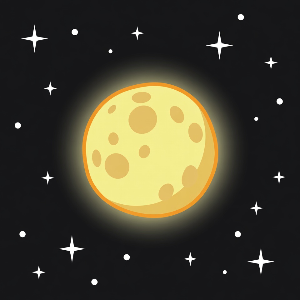 Cartoon Full Moon with Stars Cartoon Full Moon with Stars
