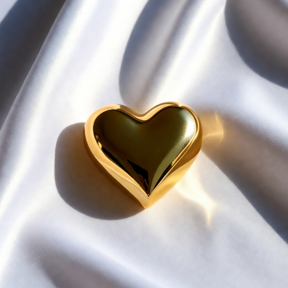 Gold heart on white silk Gold heart on white silk