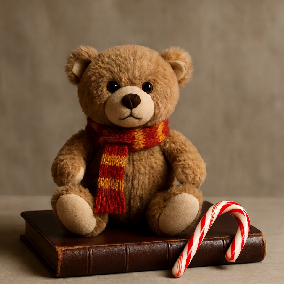 Teddy Bear with Scarf and Candy Cane Teddy Bear with Scarf and Candy Cane