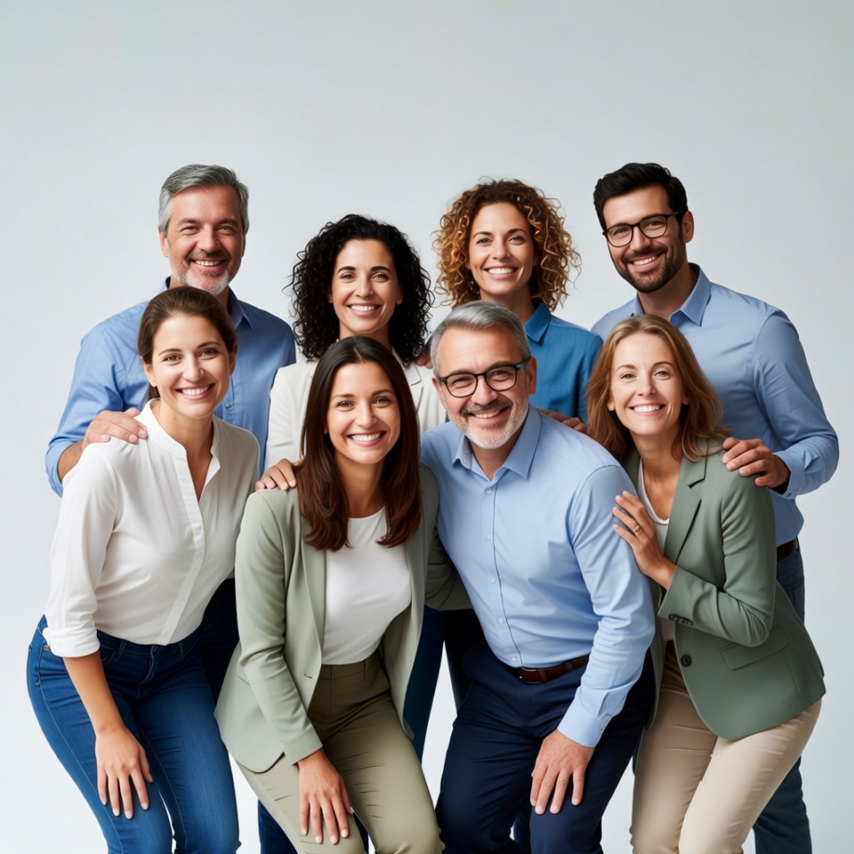 Diverse professional team smiling together Diverse professional team smiling together