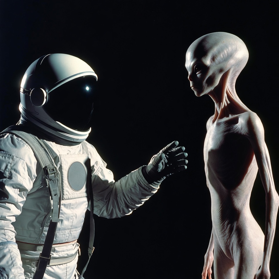 Astronaut Meeting Grey Alien Astronaut Meeting Grey Alien