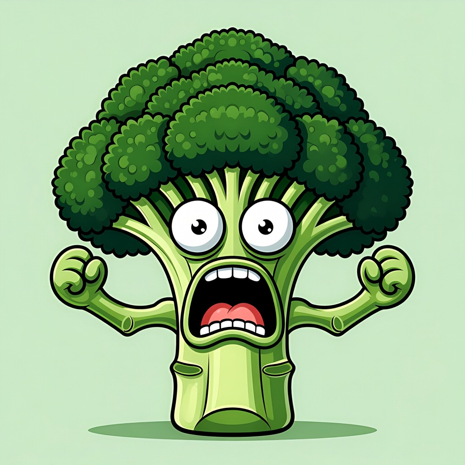 Cartoon Broccoli Flexing Muscles Cartoon Broccoli Flexing Muscles