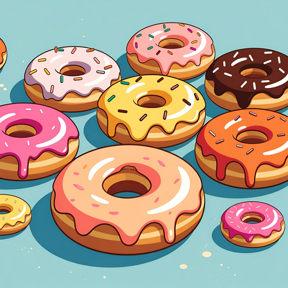Colorful Donuts Illustration Colorful Donuts Illustration