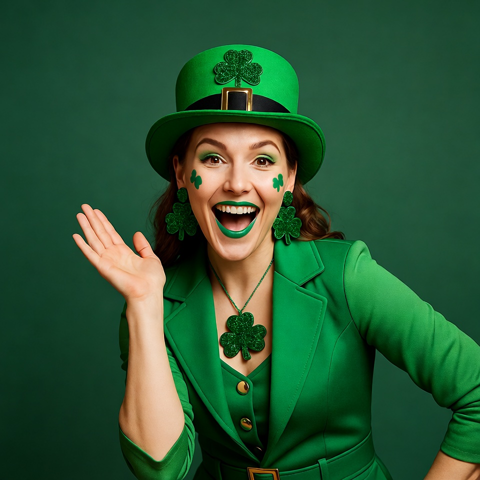 Woman in green St. Patrick's hat Woman in green St. Patrick's hat