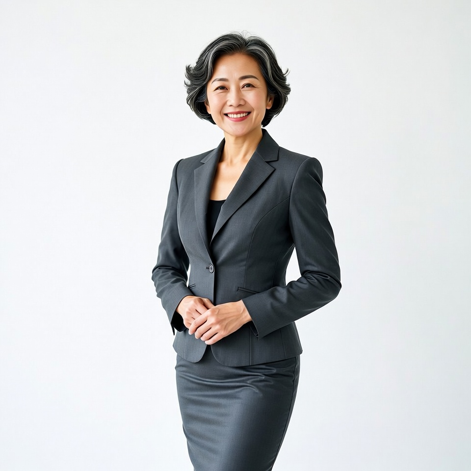 Asian woman in gray business suit Asian woman in gray business suit